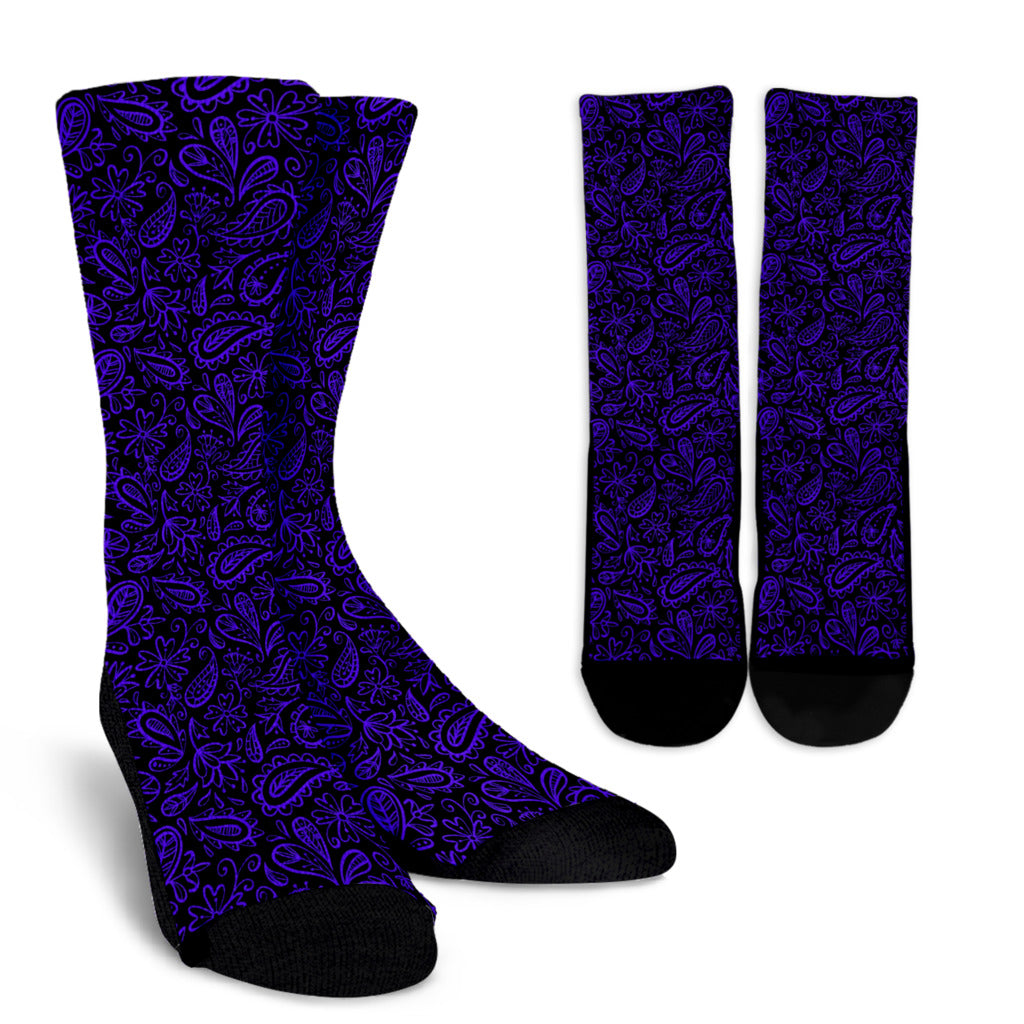 Socks - Purple Paisley on Black