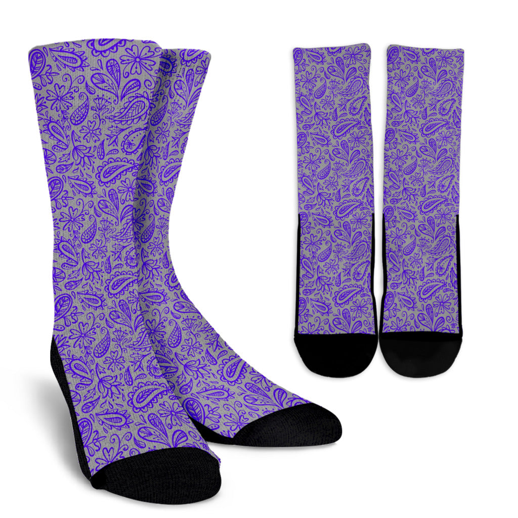 Socks - Purple Paisley on Lt. Gray