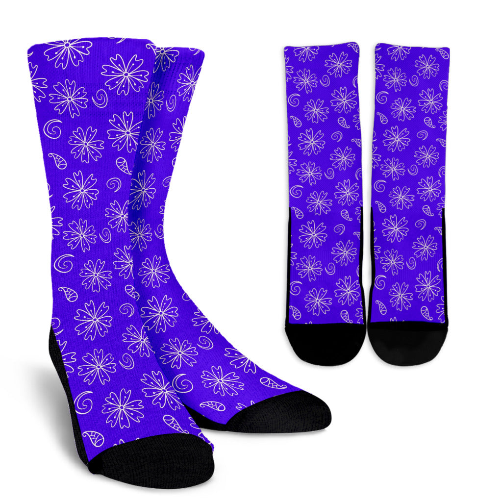 Socks - White Paisley on Violet