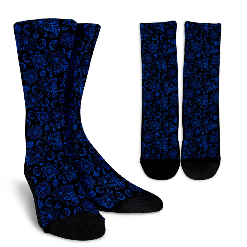 Socks - Black with Blue Paisley