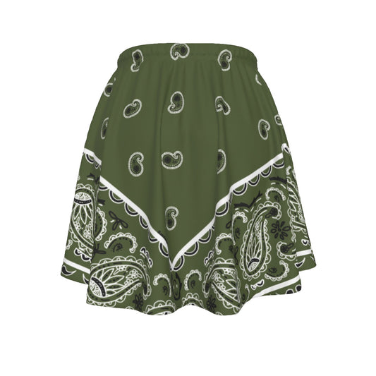 Army Greenskirt with white paisley pattern on a white background
