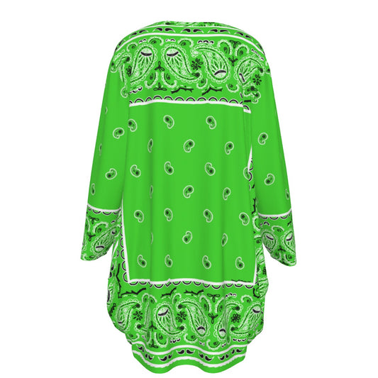 Crew Neck Dress Loose Fit - Bright Green