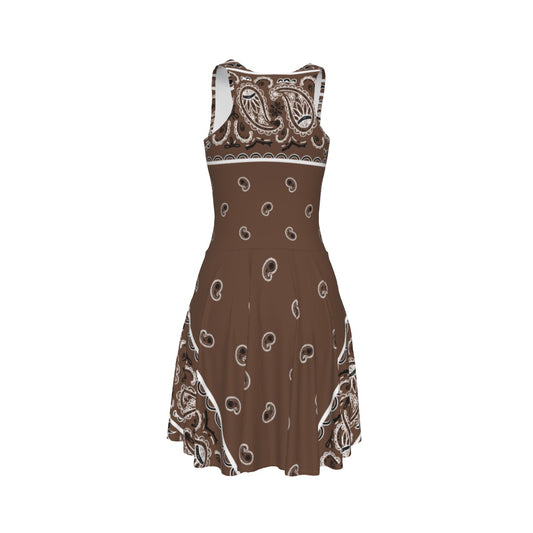 Sleeveless Bandana Dress - Coffee