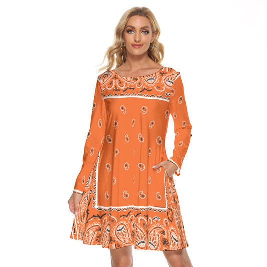 Crew Neck Dress - Bright Orange