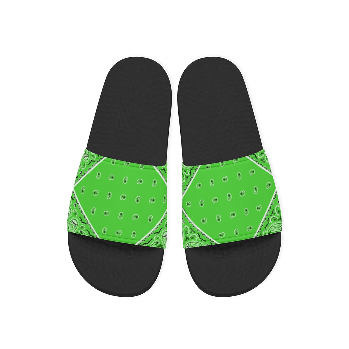 Bright Green Diamond OG Bandana Slides