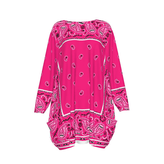 Crew Neck Dress Loose Fit - Bright Pink
