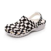 Women's Black and White Checkered Classic Clogs