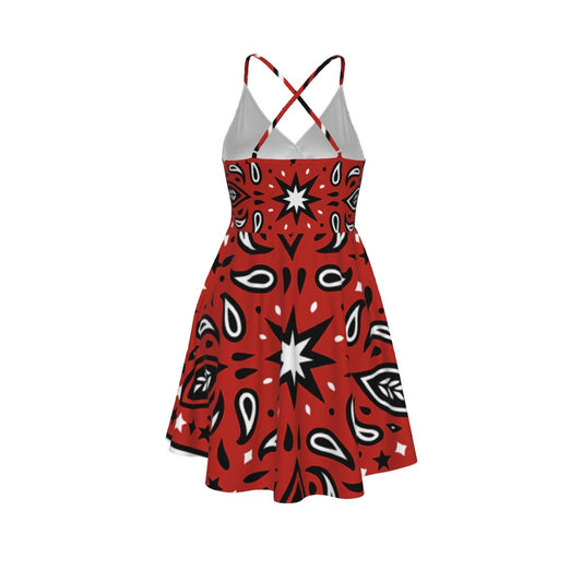 Women‘s Red Bandana Cross Cami Dress