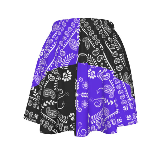 A Black and Grape paisley bandana skirt on a white background.