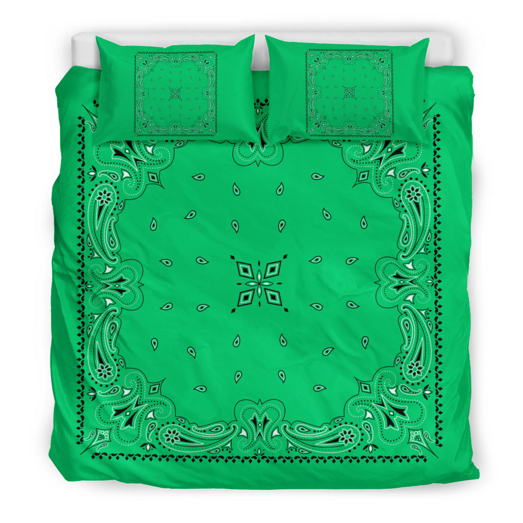 D3 Duvet Set - Traditional Green Bandana w Shams