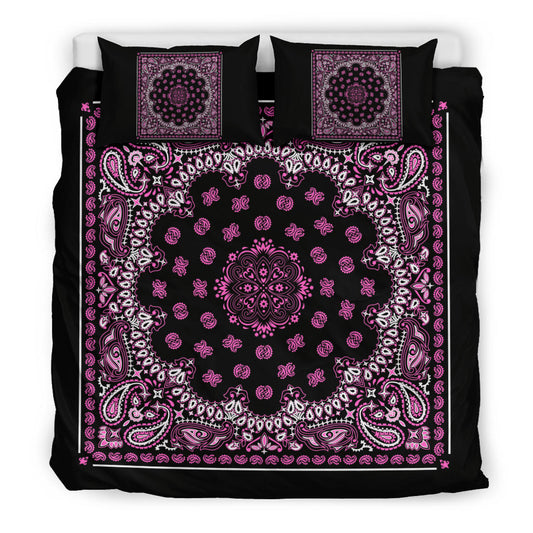 D4 Duvet Set - Black and Pink Bandana w Shams
