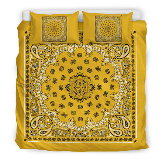 D4 Duvet Cover Set - Traditional Gold Bandana w Shams