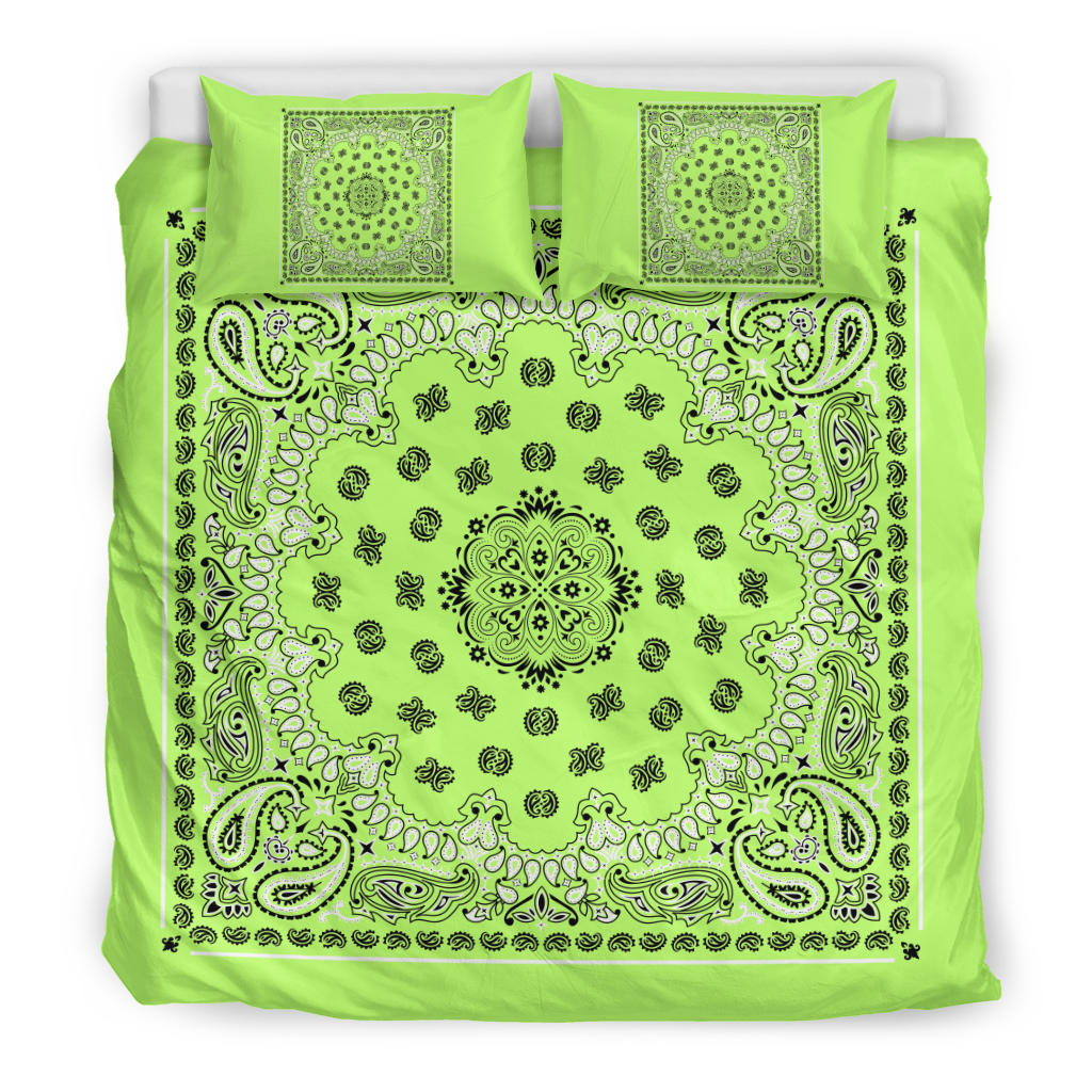 D4 Duvet Cover Set - Traditional Lime Bandana w Shams
