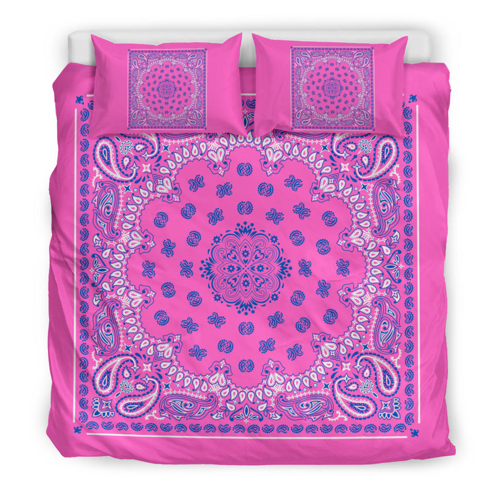 D4 Duvet Cover Set - Pink and Blue Bandana w Shams