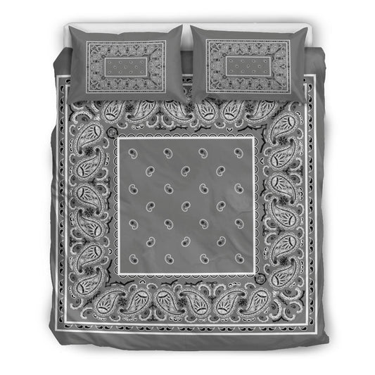 Duvet Set - Gray Traditional Bandana w Shams