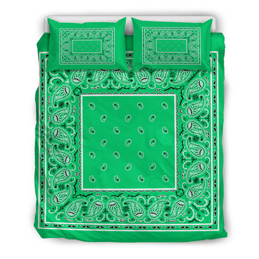 Duvet Set - Green Traditional Bandana w Shams