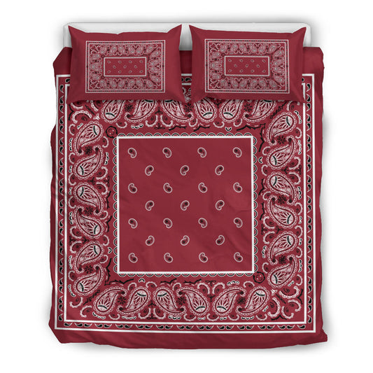 Duvet Set - Maroon Traditional Bandana w Shams