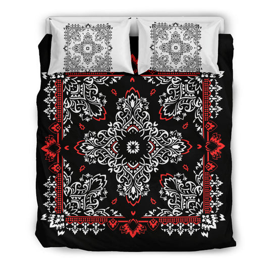 D2 Duvet Set - Black Bandana w White Shams