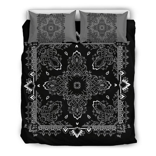 D2 Duvet Set - Black White Gray Bandana w Shams