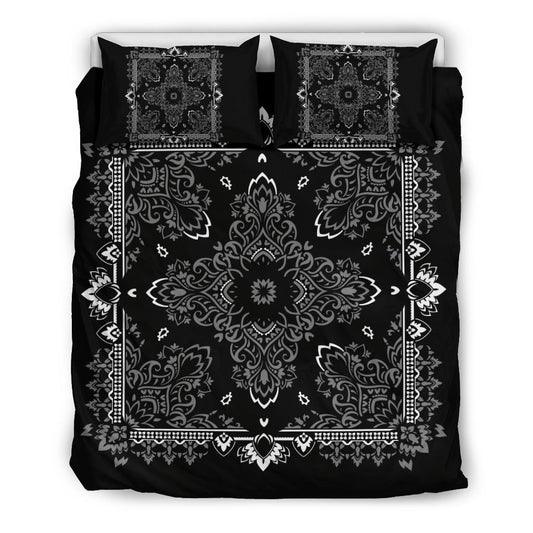 D2 Duvet Set - Black Gray Bandana w Matching Shams