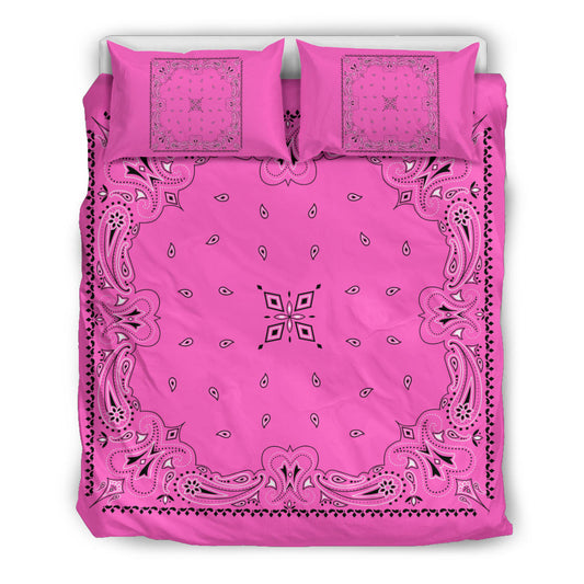 D Duvet Cover Set - Pink and White w Shams