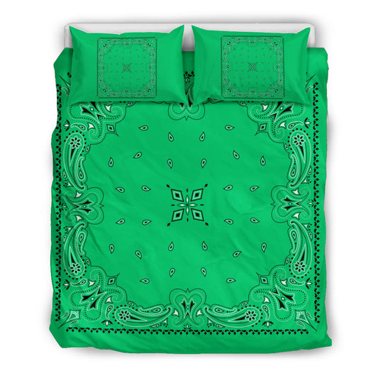 D3 Duvet Set - Traditional Green Bandana w Shams