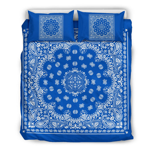 D4 Duvet Set Blue White Traditional Bandana w Shams