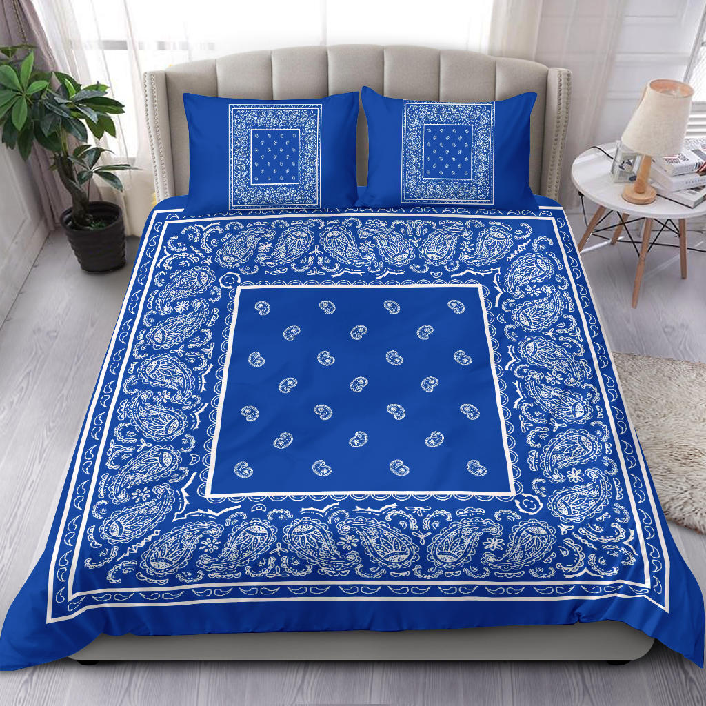 Duvet Cover Set Blue and White Bandana