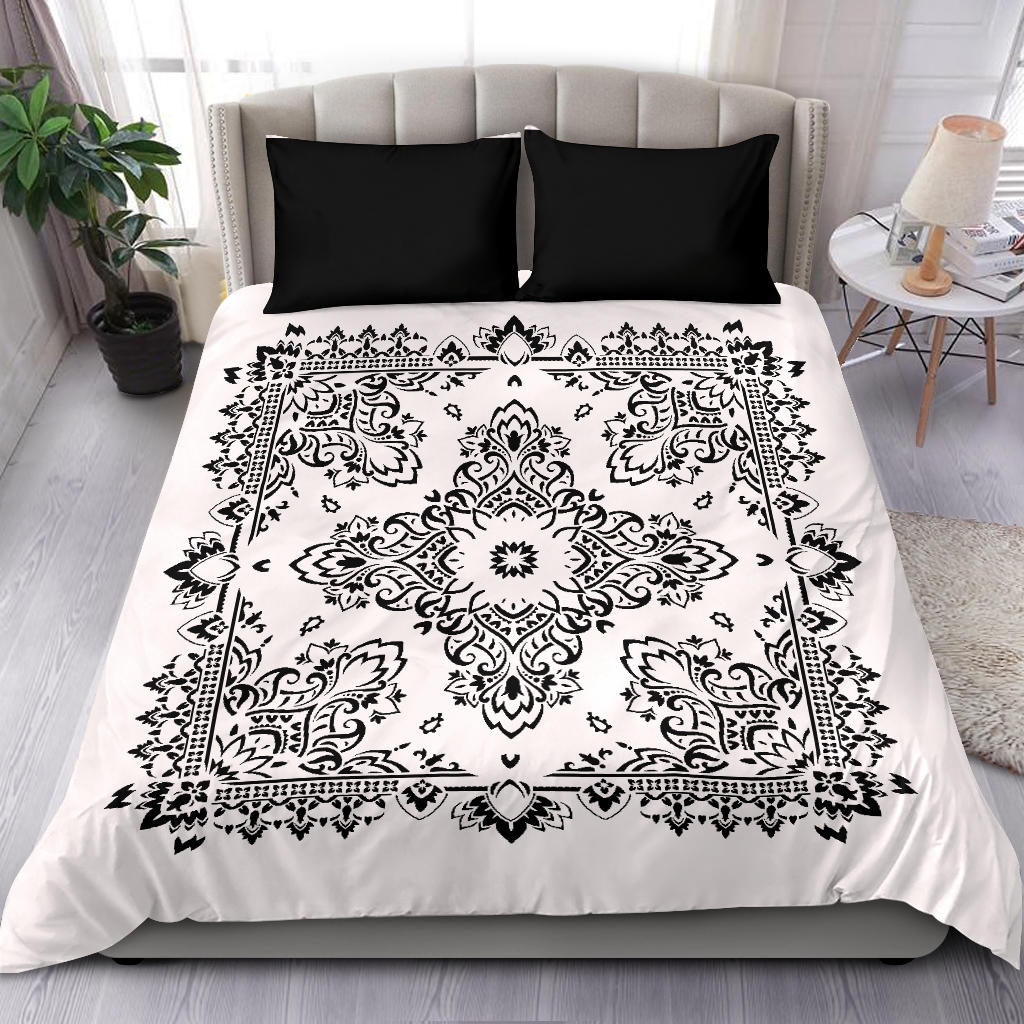 D2 Duvet Set - Black on White Bandana w Shams