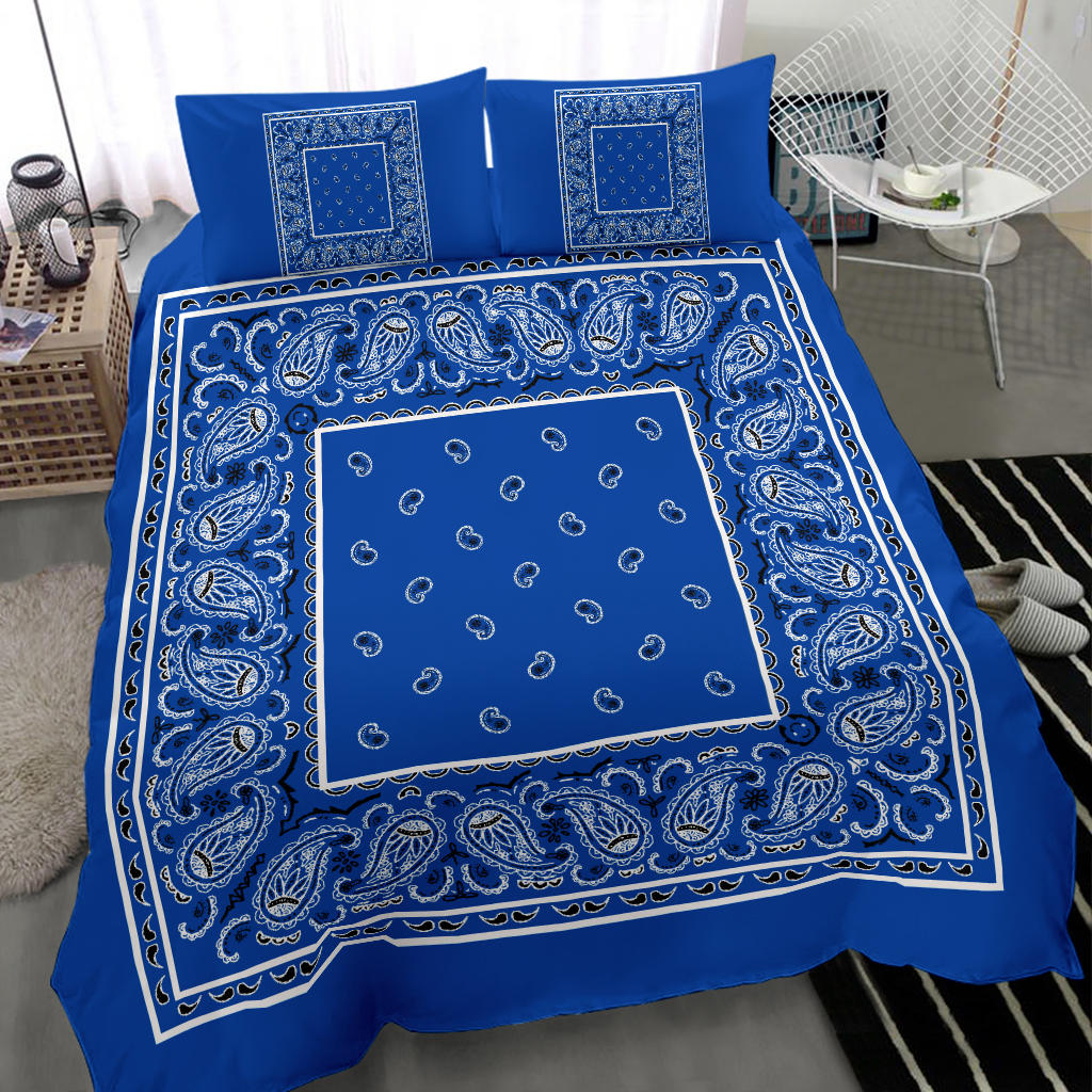 Duvet Cover Set - Blue and Black Bandana
