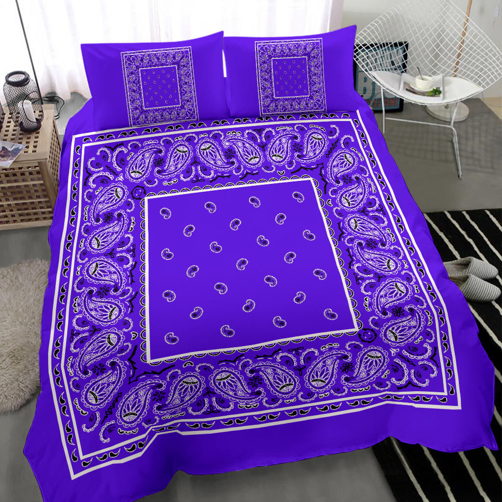 Duvet Cover Set - Violet and Black Bandana