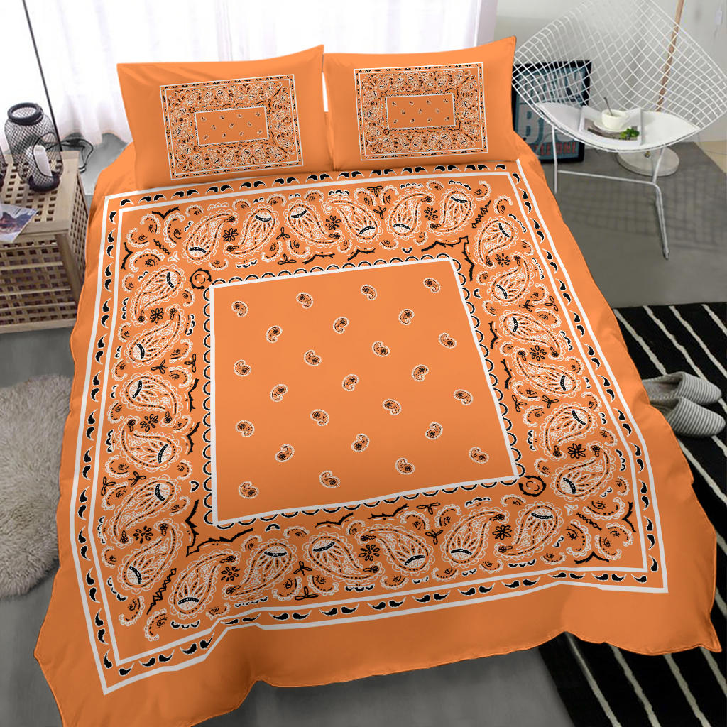 Duvet Set - Orange Traditional Bandana w Shams