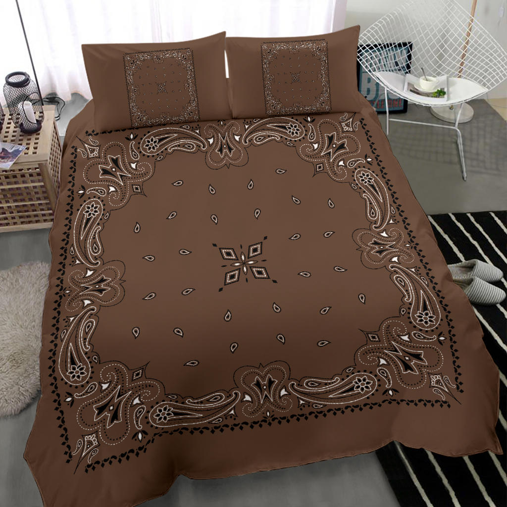 D3 Duvet Set - Brown Traditional Bandana w Shams