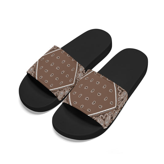 Coffee Brown Diamond OG Bandana Slides