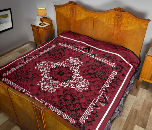 Quilt 3 - White Black on Maroon Bandana Quilt