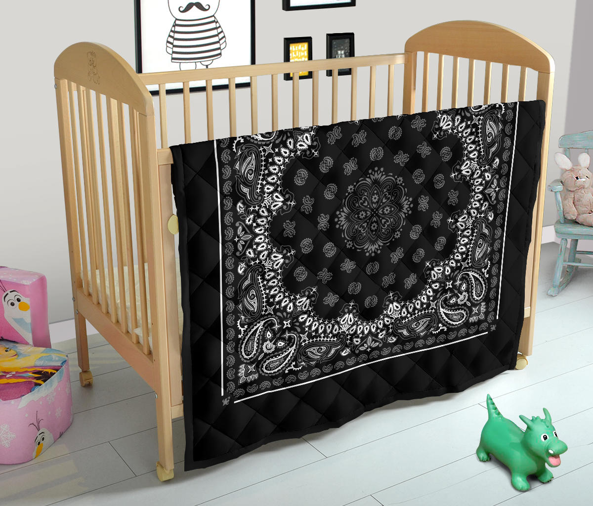 Quilt 2 Gray on Black Plain