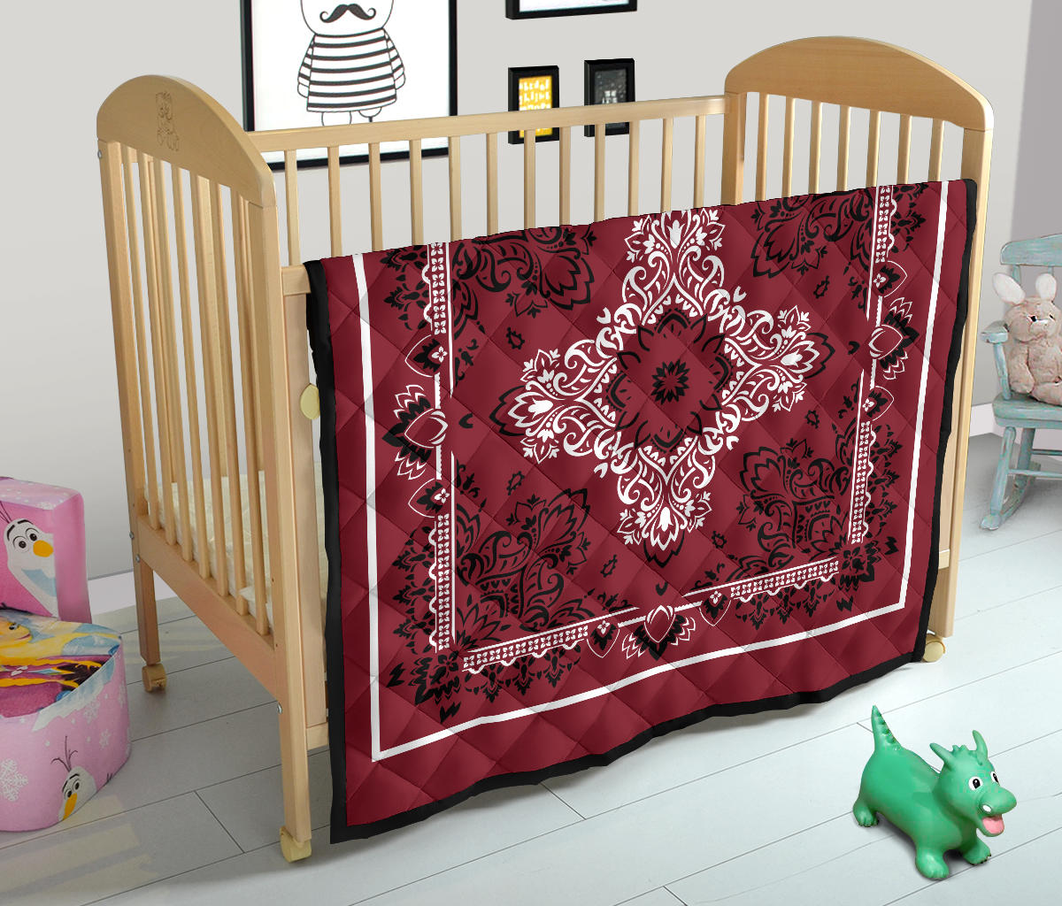 Quilt 3 - White Black on Maroon Bandana Quilt