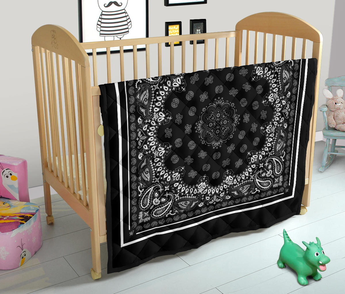 Quilt 2 - Gray on Black White Sq.