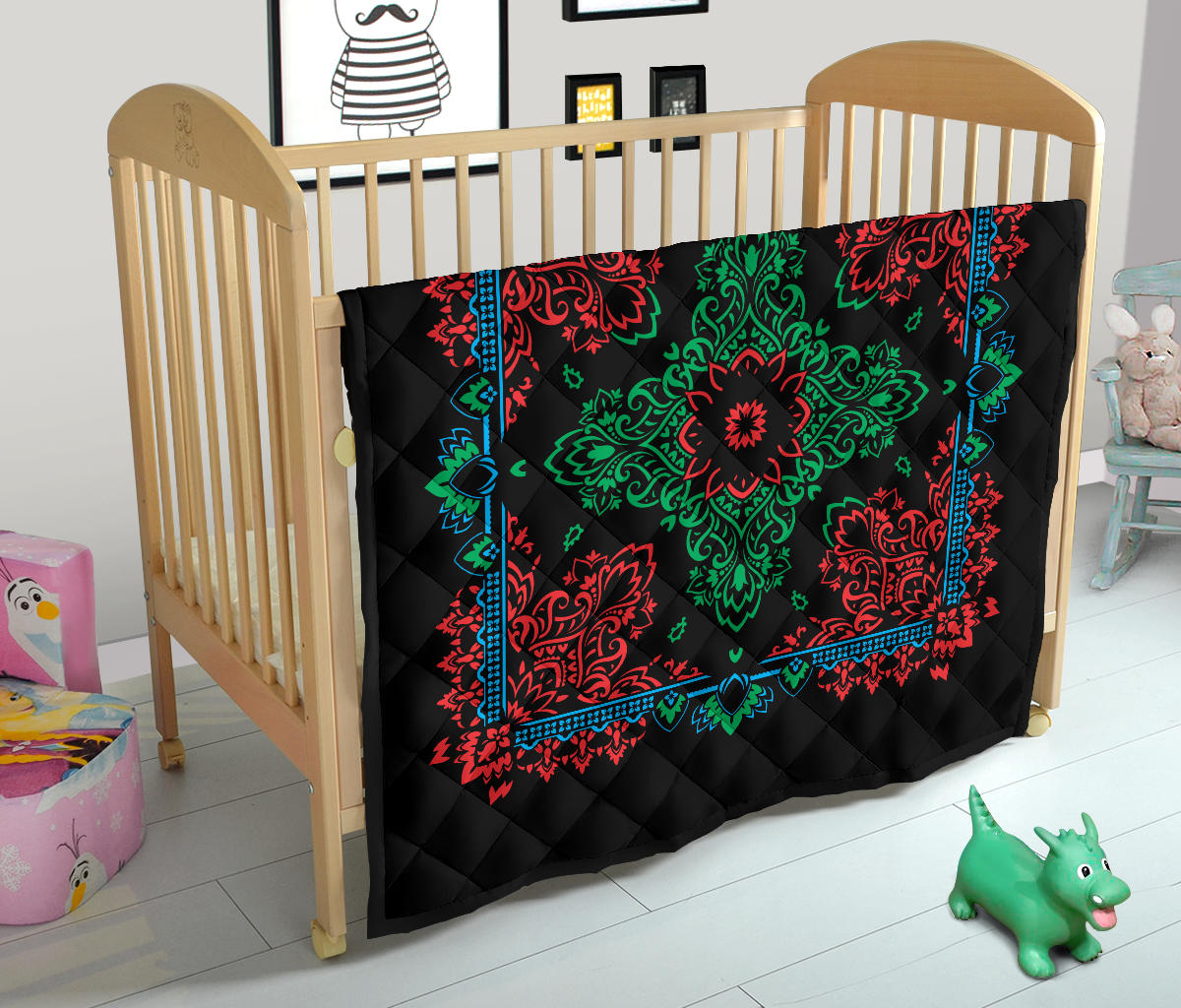Quilt 3 Tri Color on Black