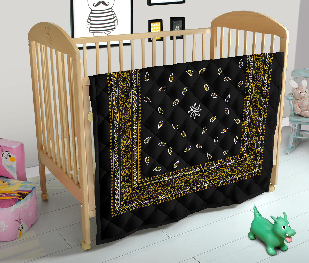 Quilt 4 Gold White and Black Bandana Quilt
