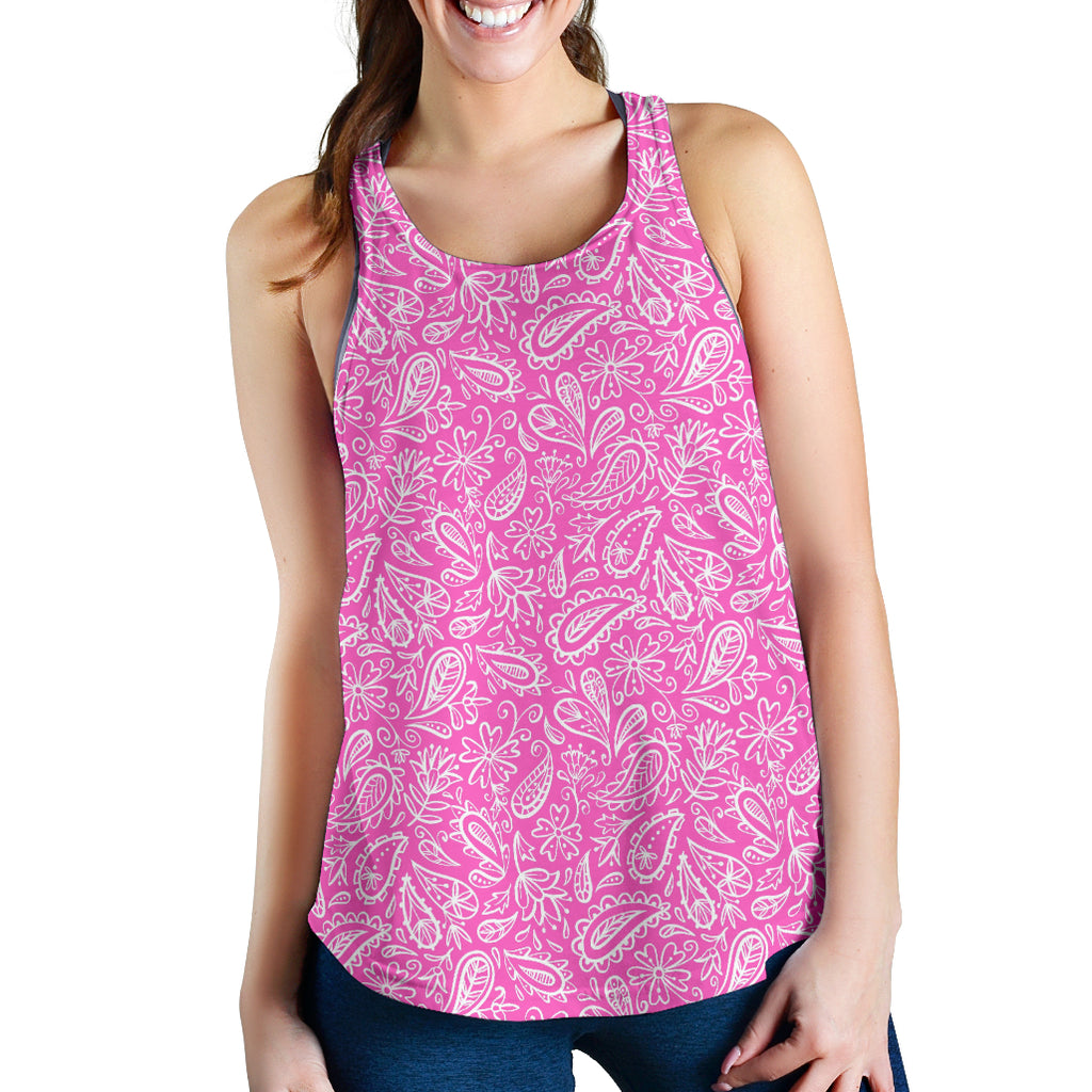 Women's Racerback Tank - Pink and White