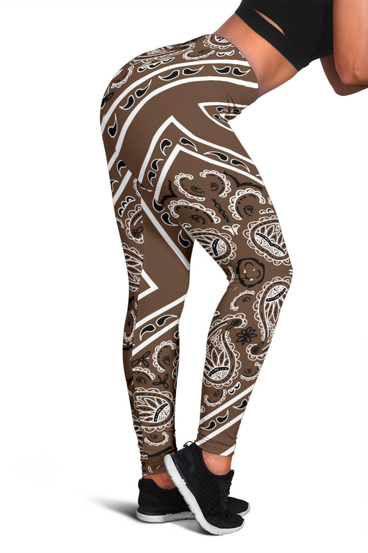Women's Leggings - Coffee Brown Total Bandana