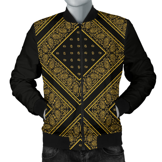 Men’s Yellow X Bandana Bomber Jacket – Premium Bandana Print Streetwear
