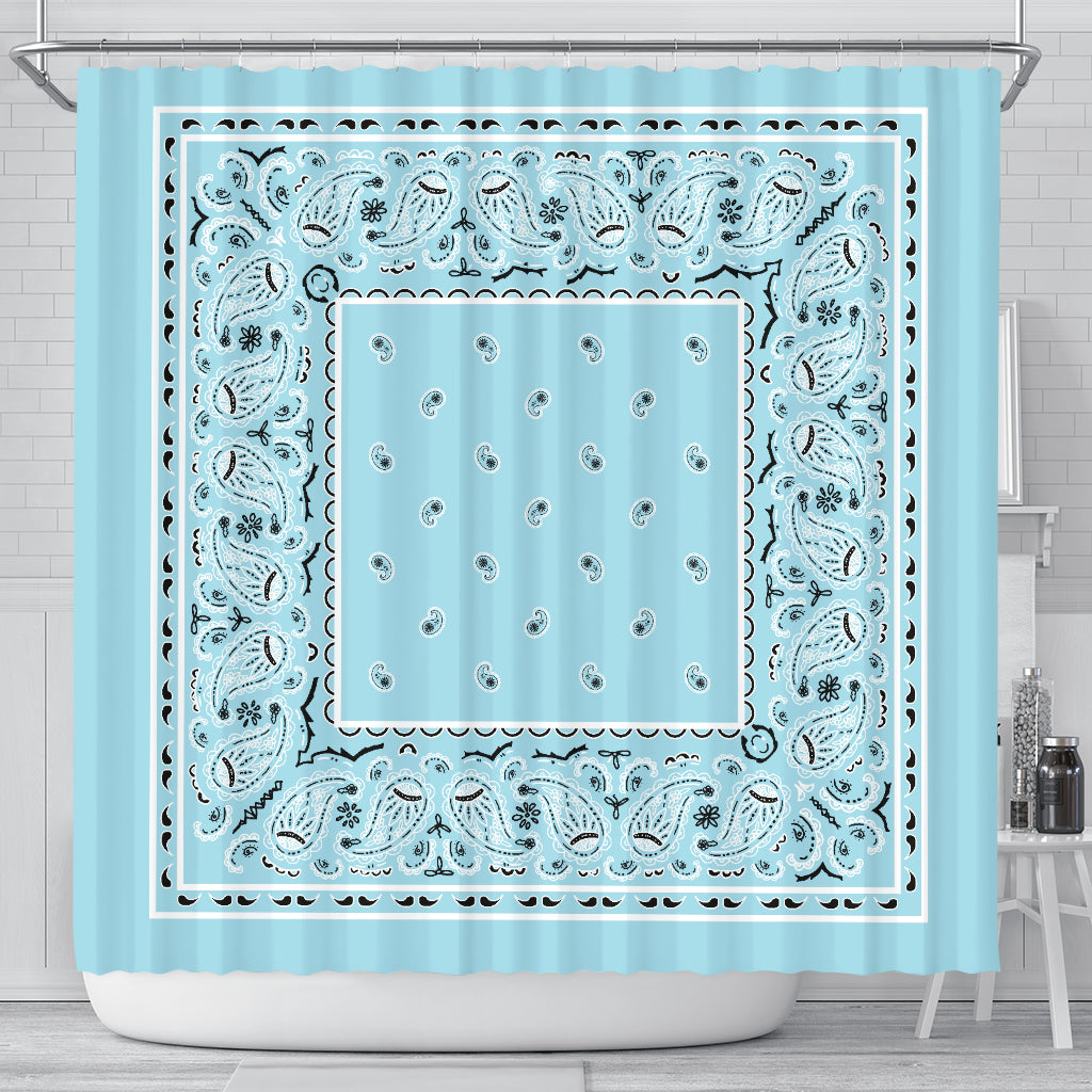 Shower Curtain - Classic Baby Blue Bandana