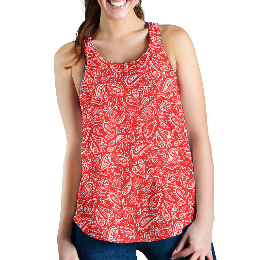 Women's RacerBack Tank - Red and White