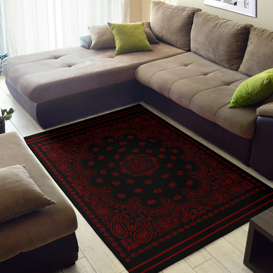 Area Rug One - Maroon on Black