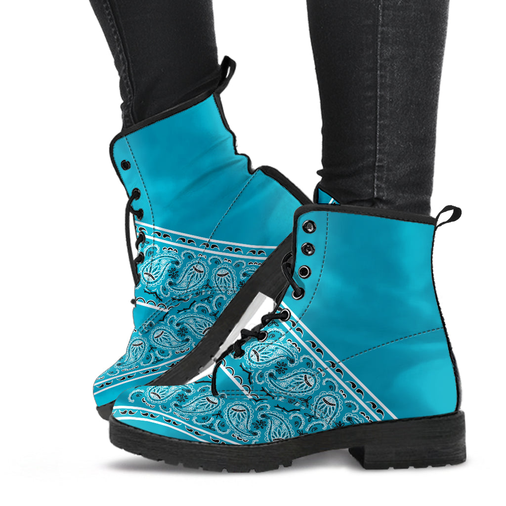 Flying V Leather Bandana Boot - Teal