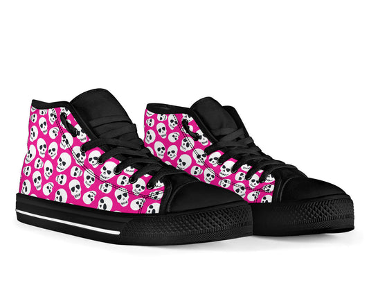 High Top Sneakers - Pink Skulls