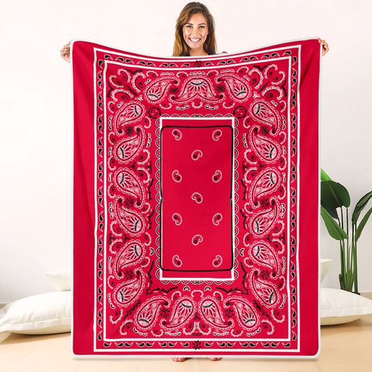 Pillow Blanket - Trad Red/White/Black