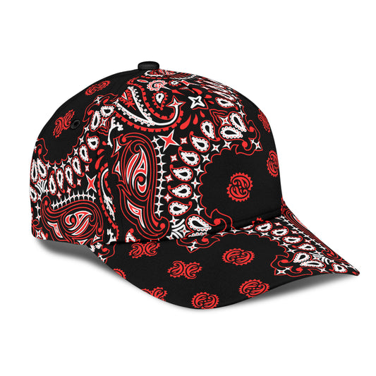 Classic Cap 2 - Red Black All Over Design